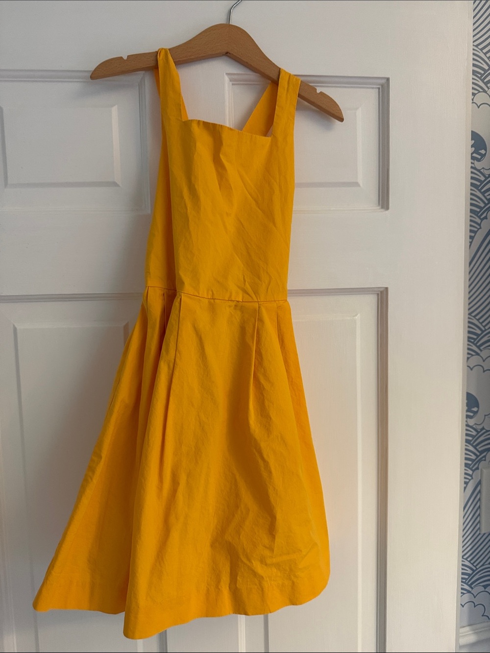 Jacadi Girls' Yellow dress with cross-cross back. Size 8a.